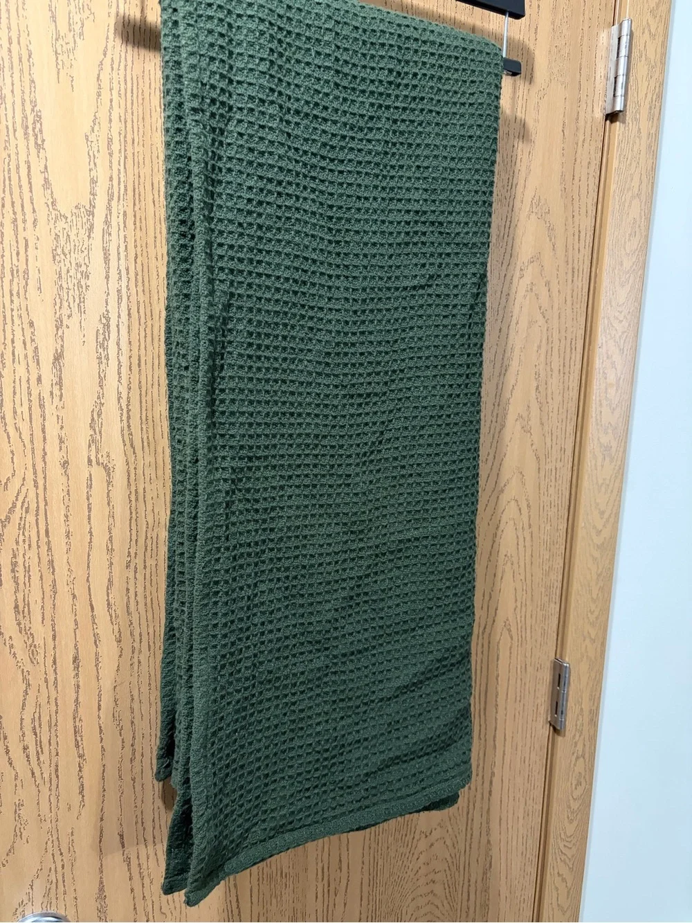 Arhaus Waffle Weave Cotton Throw Blanket Dark Green 50x60 Cozy Home Decor